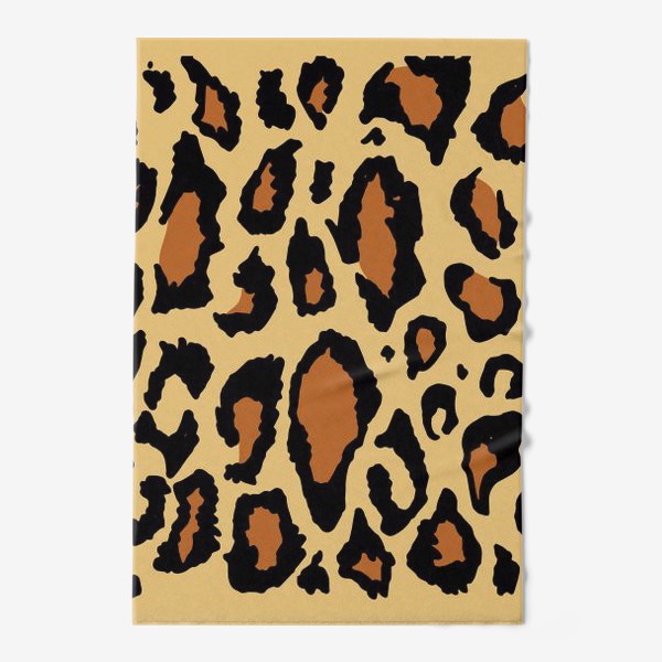 Полотенце «леопард узор из черных неровных пятен и коричневого цвета на песочном фоне . текстура леопардовой шкуры. »