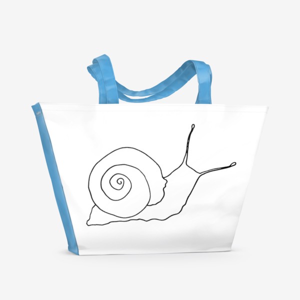 Пляжная сумка «скетч улитки. веселый рисунок улитки с раковиной на спине и рожками ползет вверх»