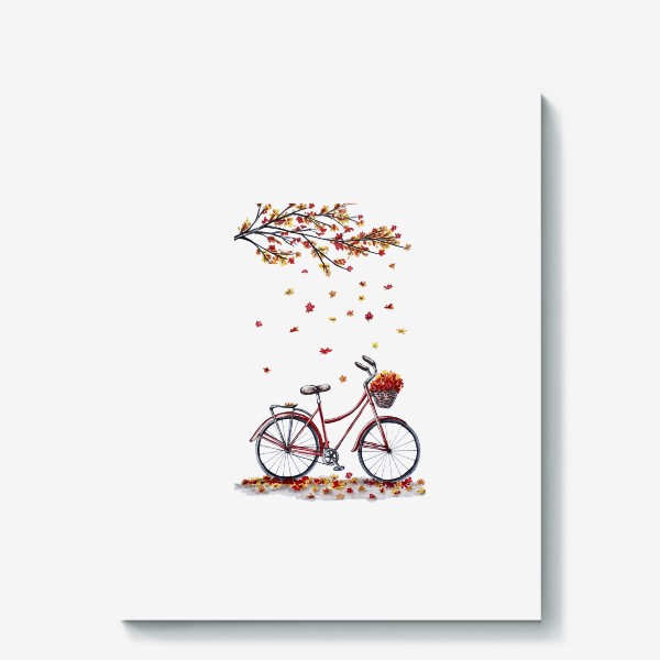 Холст «Осенний велосипед под деревом»