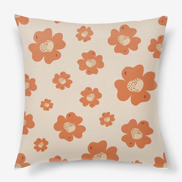 Подушка «Милые оранжевые цветы»