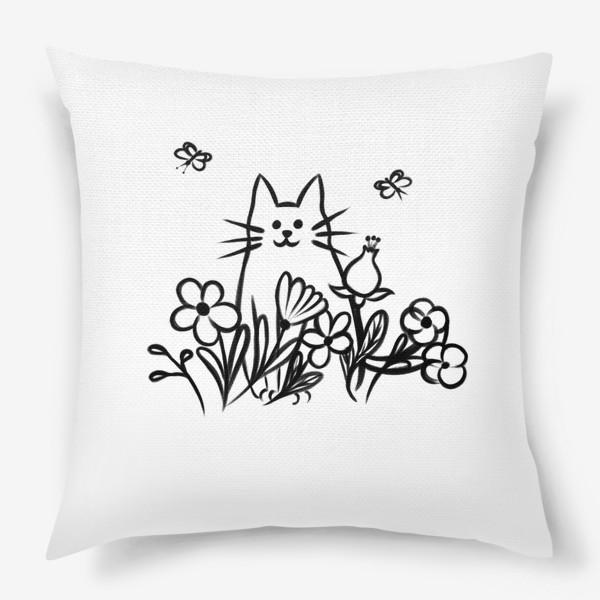 Подушка «Кот с цветами (серия котиков)»