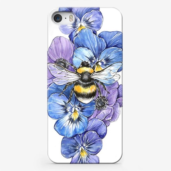 Чехол iPhone «пчела и анютины глазки»