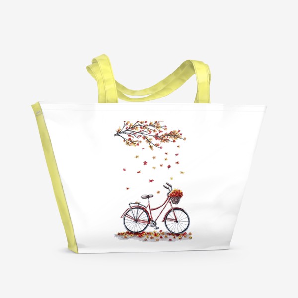 Пляжная сумка &laquo;Осенний велосипед под деревом&raquo;