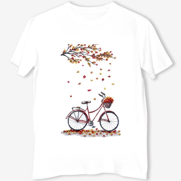 Футболка «Осенний велосипед под деревом»