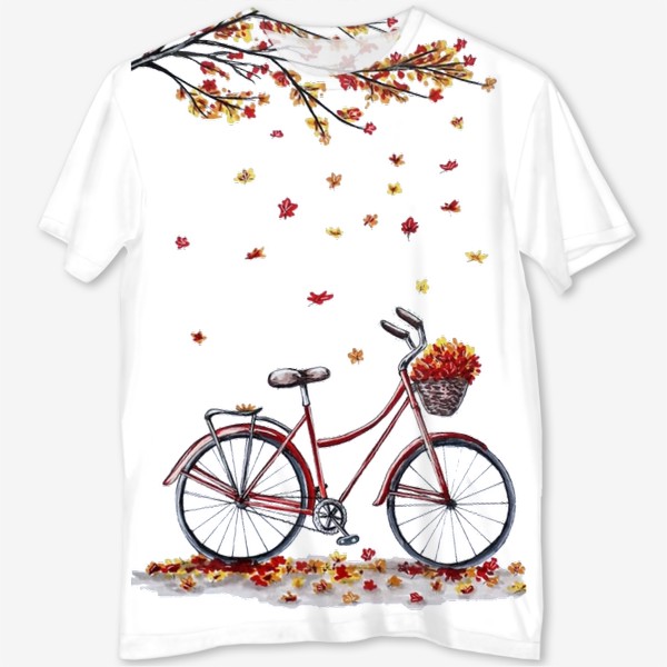 Футболка с полной запечаткой &laquo;Осенний велосипед под деревом&raquo;