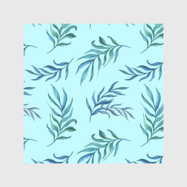 Скатерть «Голубой принт с тропическими ветками»