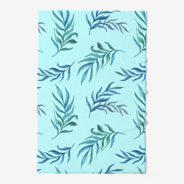 Полотенце «Голубой принт с тропическими ветками»