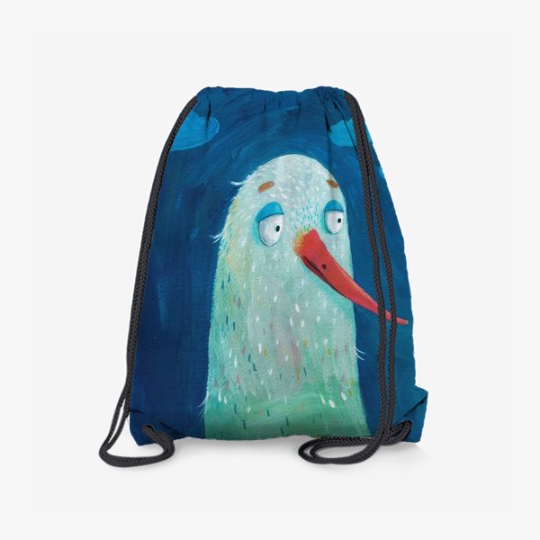 Рюкзак «Птиц на синем фоне с облаками. Акрил, смешанная техника»