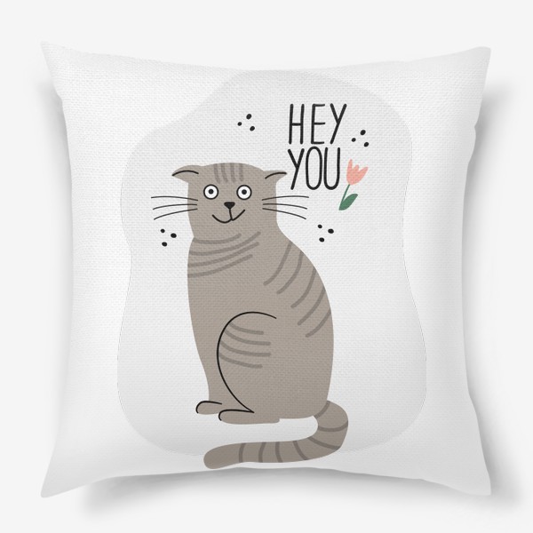 Подушка «эй ты принт с котом»