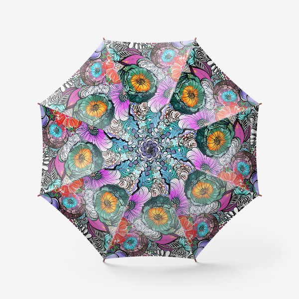 Зонт «Фантазийная акварельная цветочная поляна»