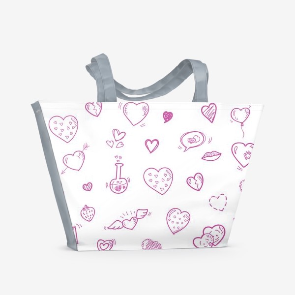 Пляжная сумка «Паттерн для темы "День святого Валентина"»