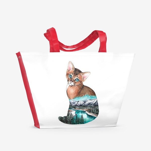 Пляжная сумка &laquo;Кошка Абиссинская и природа&raquo;