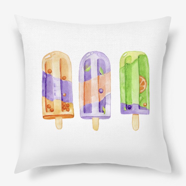 Подушка «Мороженое эскимо фруктовый лёд - яркий летний принт»