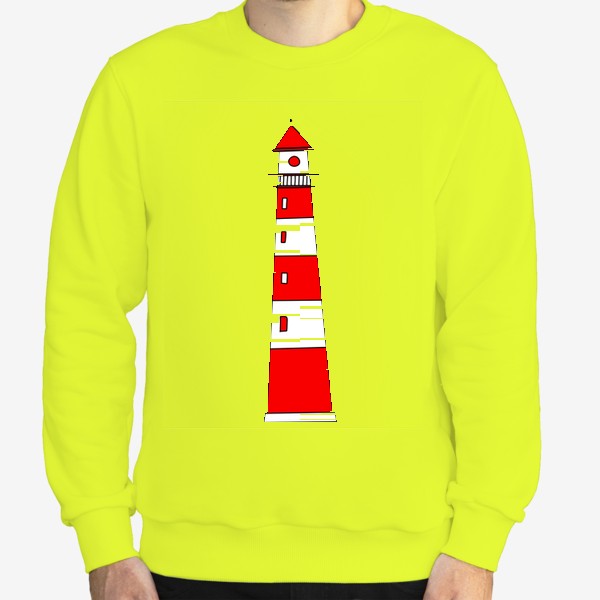Свитшот «рисунок маяка в красно белую полоску. морской маяк рисунок »