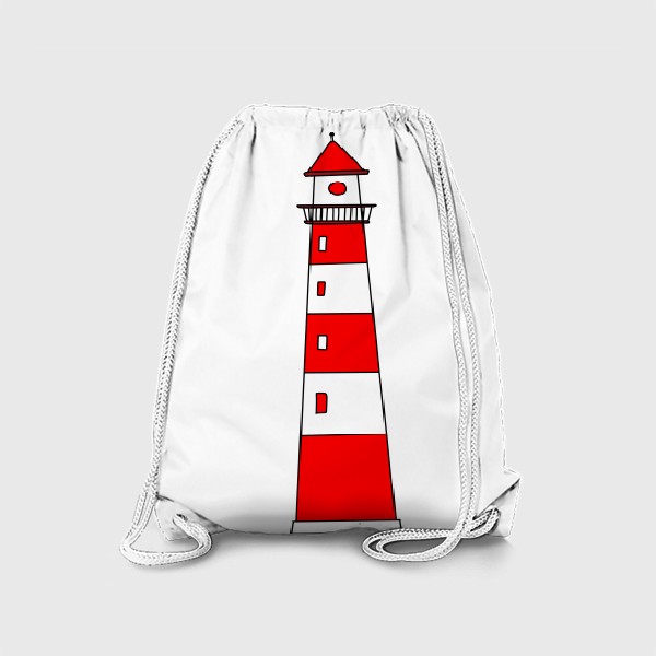 Рюкзак «рисунок маяка в красно белую полоску. морской маяк рисунок »