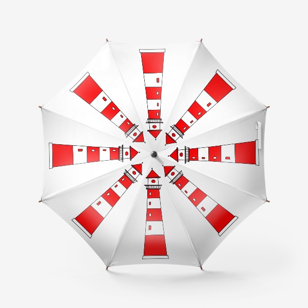 Зонт «рисунок маяка в красно белую полоску. морской маяк рисунок »