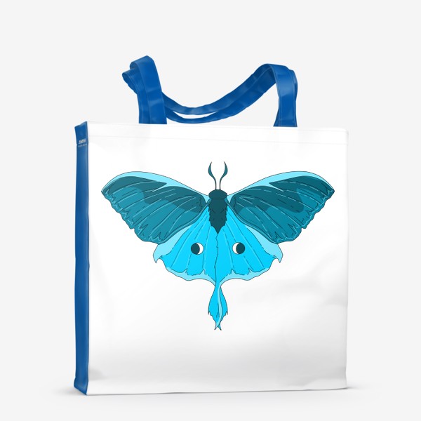 Сумка-шоппер «Голубая Бабочка, фантазийный рисунок Кедровая Падь мотылек ночной»