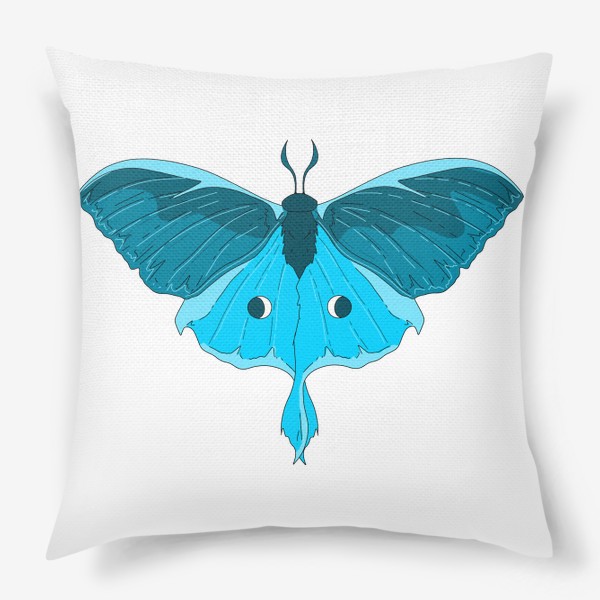 Подушка «Голубая Бабочка, фантазийный рисунок Кедровая Падь мотылек ночной»