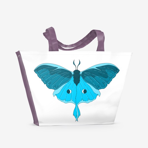 Пляжная сумка «Голубая Бабочка, фантазийный рисунок Кедровая Падь мотылек ночной»