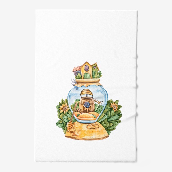 Полотенце &laquo;Акварельная иллюстрация. Волшебные домики. Подарок на день рождения ребенка.&raquo;