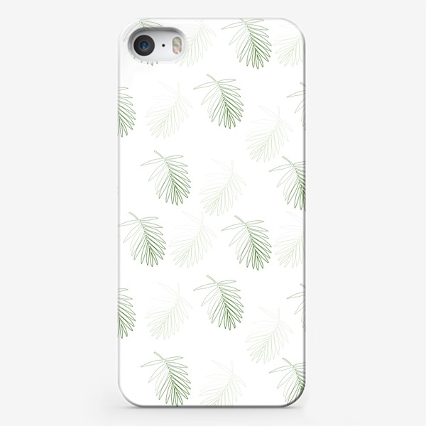 Чехол iPhone «Бесшовный паттерн с контурными листьями. Листья пальмы.»