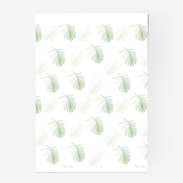 Постер «Бесшовный паттерн с контурными листьями. Листья пальмы.»