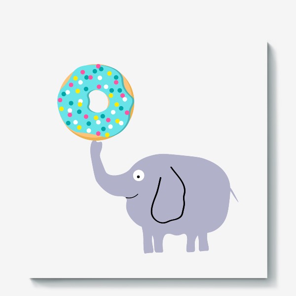 Холст «Слон и пончик»