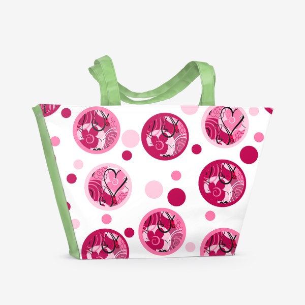 Пляжная сумка «Бесшовный принт с кругами и цветами. Абстракция»
