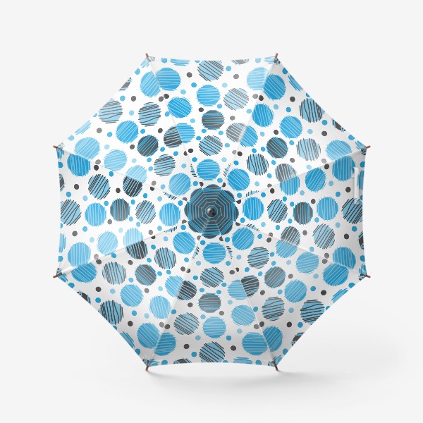 Зонт «Голубой горошек. Бесшовный принт с голубыми кругами.»