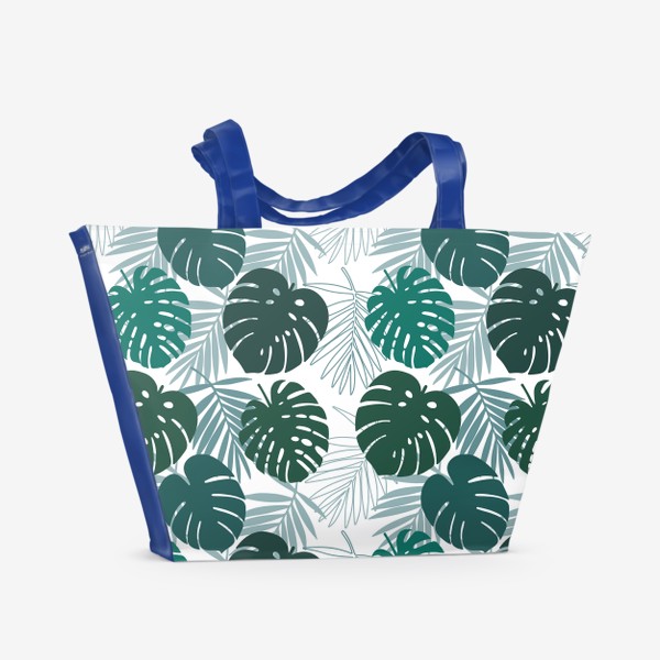 Пляжная сумка «Листья монстеры. Паттерн с тропическими листьями.»