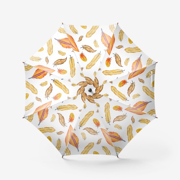 Зонт «Акварельные перья на белом. Паттерн»