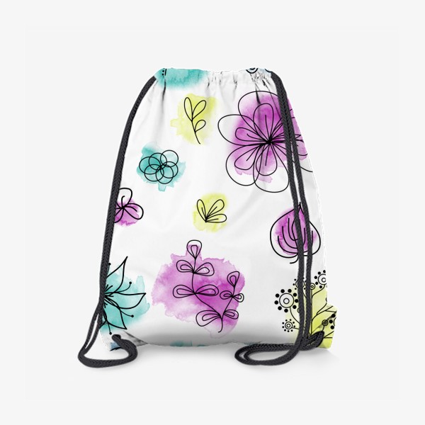 Рюкзак «Абстрактные цветы на акварельном фоне, паттерн»