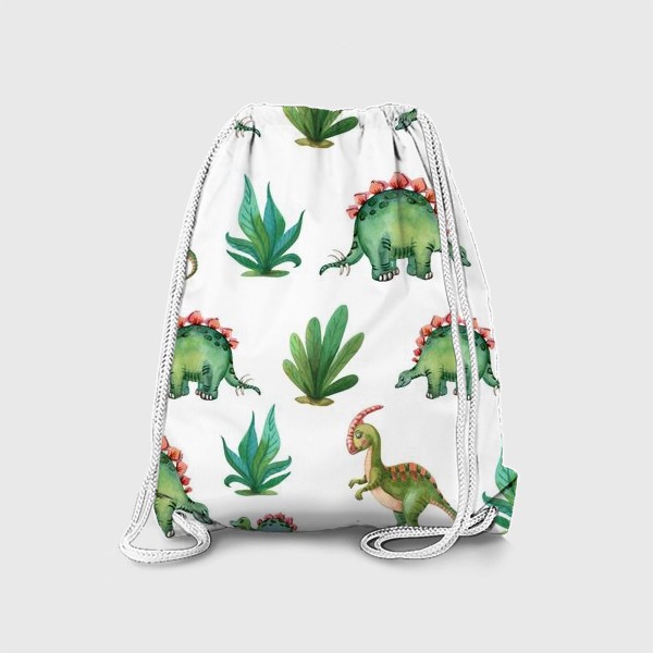 Рюкзак «Милые зеленые динозавры и трава»