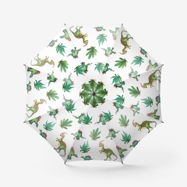 Зонт «Милые зеленые динозавры и трава»
