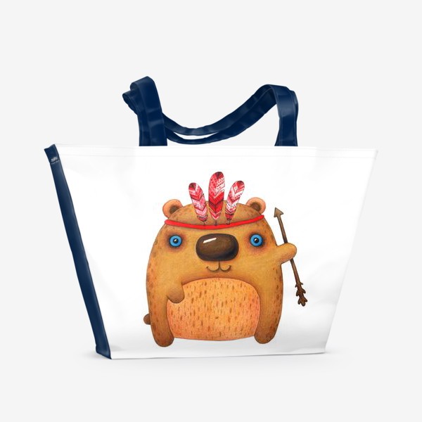 Пляжная сумка «Медведь - индеец »