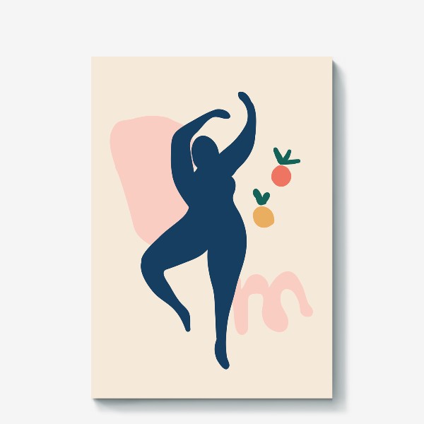 Холст «Танцующая женщина с фруктами, ретро абстракция»