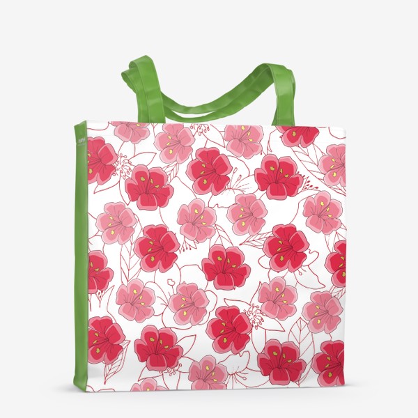 Сумка-шоппер «Красные и розовые цветы»