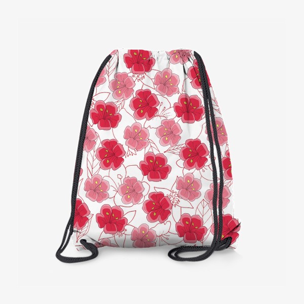 Рюкзак «Красные и розовые цветы»