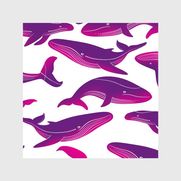 Шторы «Розовые киты бесшовный паттерн»