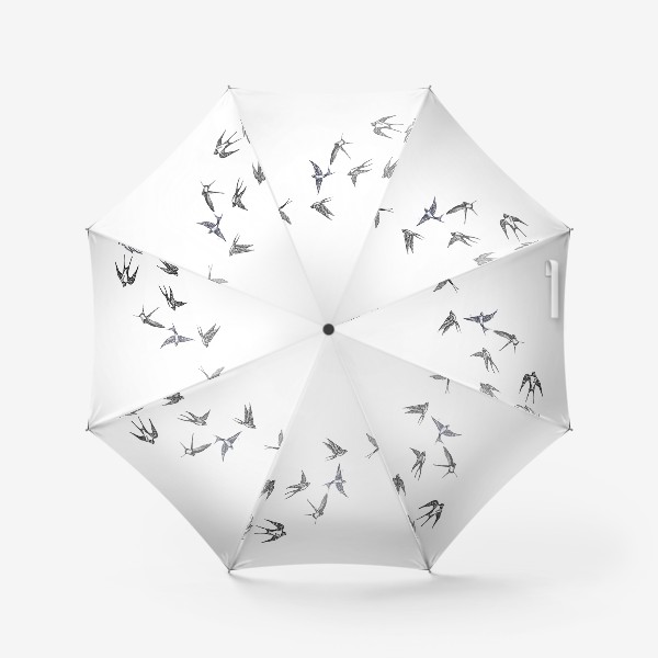 Зонт «стильный принт ласточки черно белое перо перышко птицы»