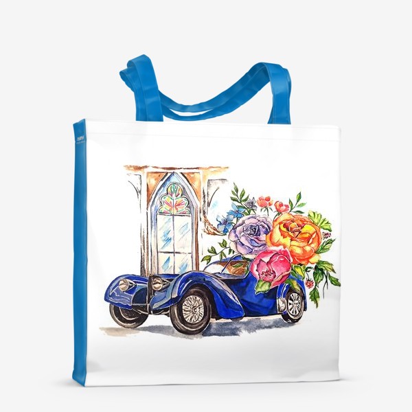 Сумка-шоппер «стильный принт абстракция ретро машины цветы путешествие летний принт»