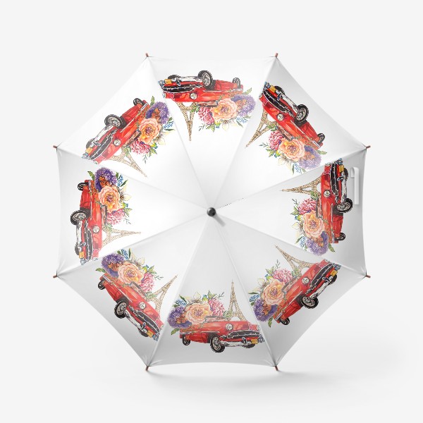 Зонт «стильный принт абстракция ретро машины цветы путешествие летний принт париж»