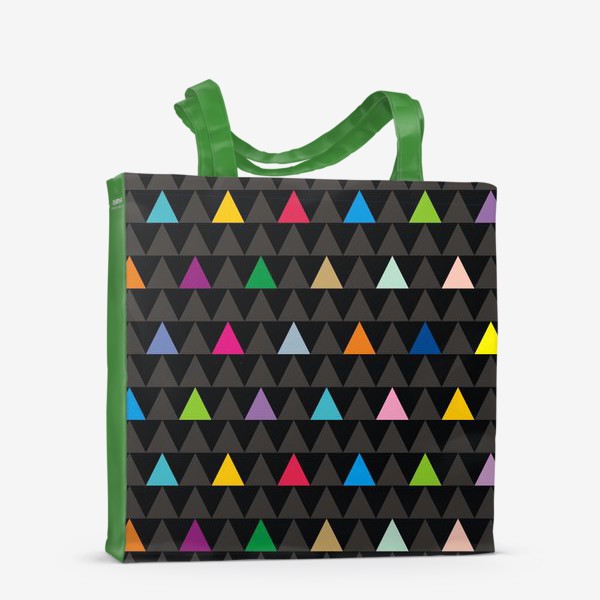 Сумка-шоппер &laquo;Цветные треугольники на черном фоне&raquo;