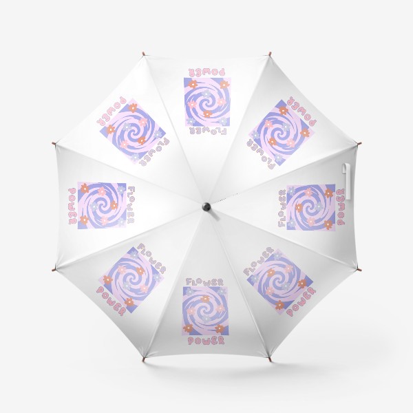 Зонт «Принт с надписью FLOWER POWER с цветами в стиле 1970-х годов»