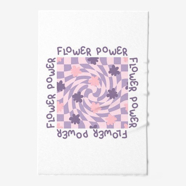 Полотенце «Слоган FLOWER POWER с цветами в стиле хиппи »