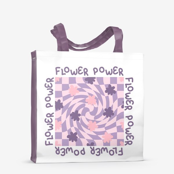 Сумка-шоппер «Слоган FLOWER POWER с цветами в стиле хиппи »
