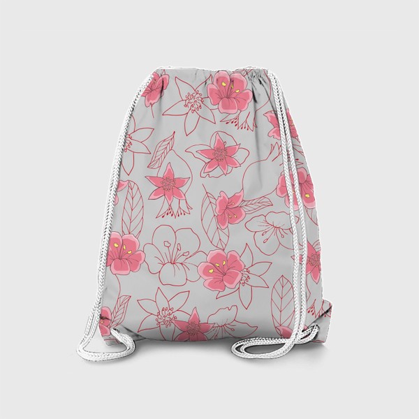 Рюкзак «Розовые цветы на сером»