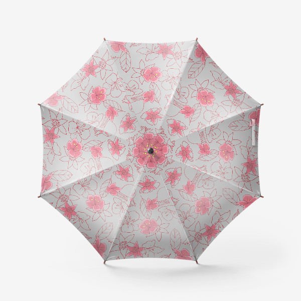 Зонт «Розовые цветы на сером»