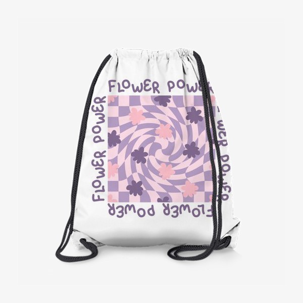 Рюкзак «Слоган FLOWER POWER с цветами в стиле хиппи »