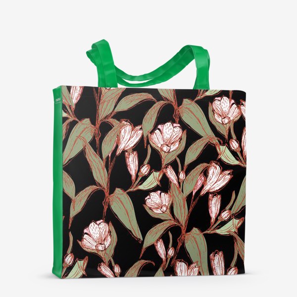 Сумка-шоппер «цветы карандашный рисунок»